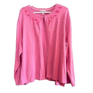 Isaac Mizrahi Live! Pink Embellished Open Front Cardigan Women's Size 3XL